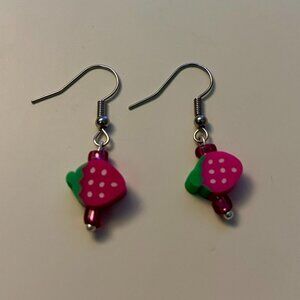 Pink Strawberry Earrings